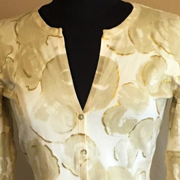 SARAH SPENCER Metallic Floral Cardigan - SMALL - Picture 3 of 11